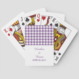 Purple Houndstooth Wedding Playing Cards
