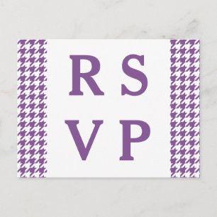 Purple Houndstooth Wedding RSVP Postcard
