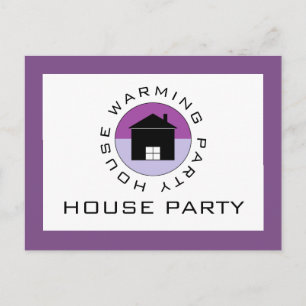 Purple House Logo, Housewarming Party Invitation Postcard