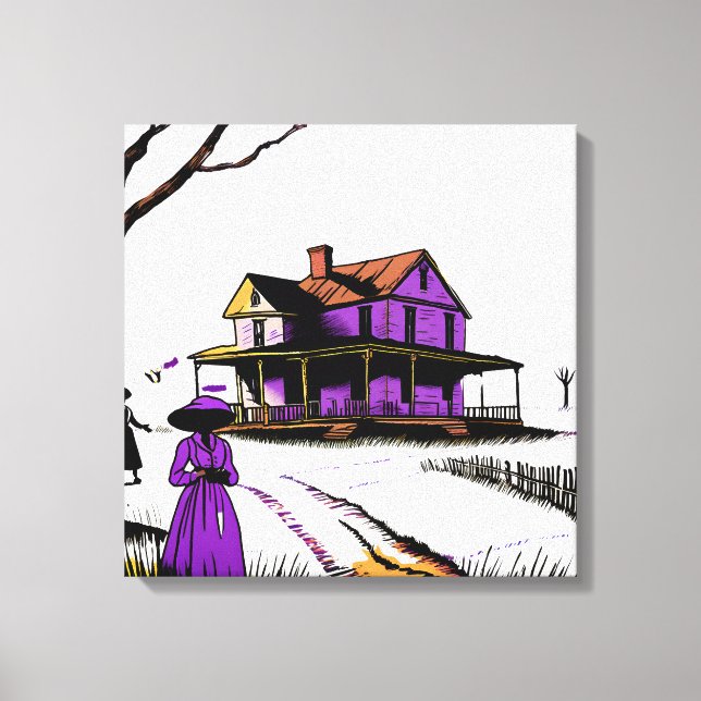 Purple House On The Hill Canvas Print (Front)