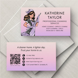 Purple Housekeeping Cleaner Company Business Card