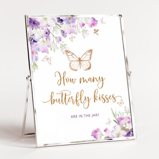 Purple How many butterfly kisses baby shower game Poster (Creator Uploaded)