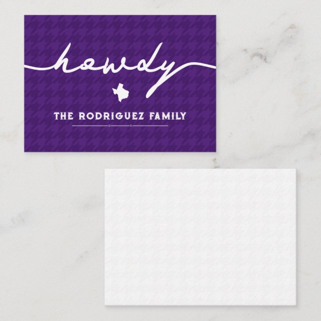 Purple Howdy Houndstooth Texas Card (Front/Back)