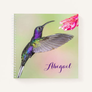 Purple Hummingbird Beautiful Personalised Notebook