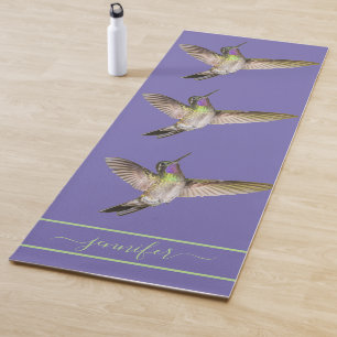 Purple Hummingbird Monogram Yoga Mat
