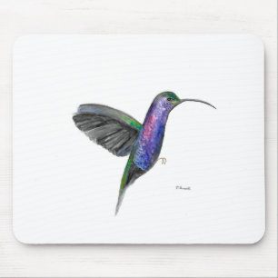 Purple hummingbird watercolour mouse pad