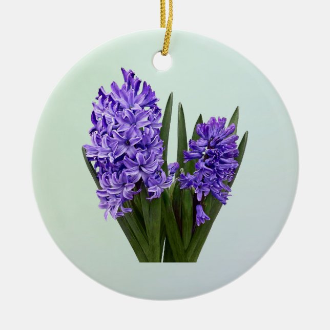 Purple Hyacinth Duo Ceramic Tree Decoration (Front)
