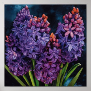 Purple Hyacinth Flower Art Print Poster