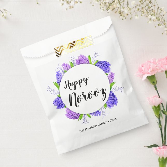 Purple Hyacinth Wreath Happy Norooz New Year Favour Bags (Sealed)