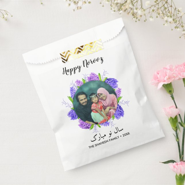 Purple Hyacinth Wreath Happy Norooz New Year Photo Favour Bags (Sealed)