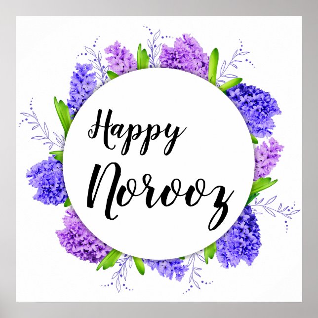 Purple Hyacinth Wreath Happy Norooz New Year Poster (Front)