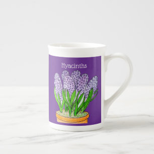 Purple Hyacinths in Planter Royal Purple Bone China Mug