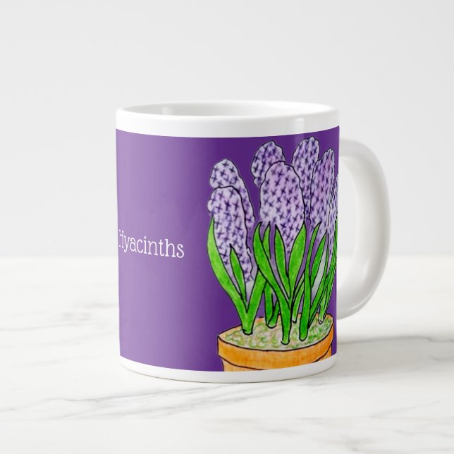 Purple Hyacinths in Planter Royal Purple Large Coffee Mug (Front Right)