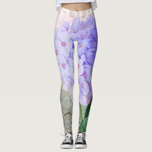 Purple Hyddreanga Card Leggings