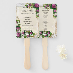 Purple Hydrangea And Lace Wedding Program Hand Fan
