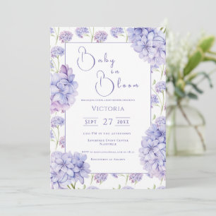 Purple Hydrangea Baby in Bloom Baby Shower  Invitation