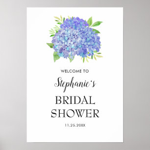Purple Hydrangea Bouquet Bridal Shower Welcome Poster