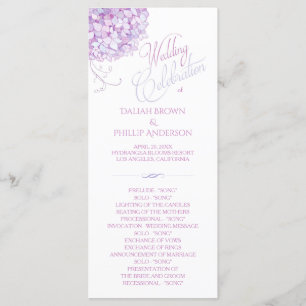 Purple Hydrangea Bouquet Wedding Program Programme