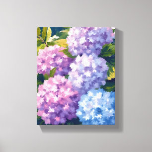 Purple Hydrangea Bush   Floral Watercolor Painting Canvas Print