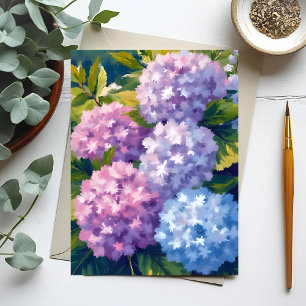 Purple Hydrangea Bush   Floral Watercolor Painting Postcard