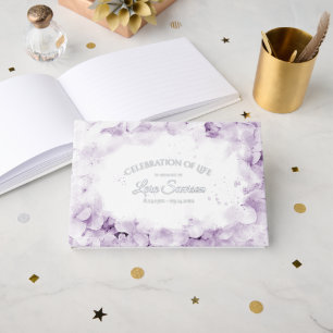 Purple Hydrangea Celebration of Life Memorial Guest Book