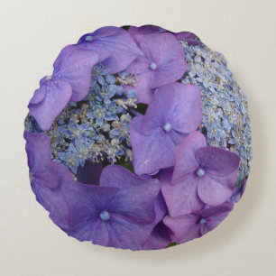 Purple Hydrangea Close up Round Pillow
