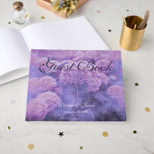 Purple Hydrangea Floral Country Rustic Wedding Guest Book