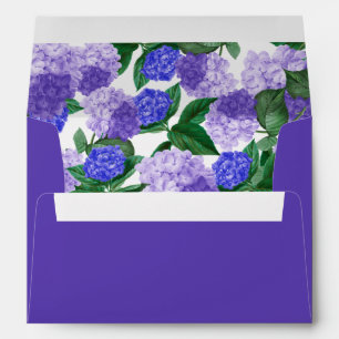 Purple Hydrangea Floral Greenery 5x7 Wedding Envelope