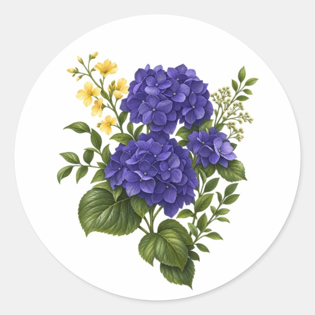 Purple Hydrangea Floral Sticker (Front)