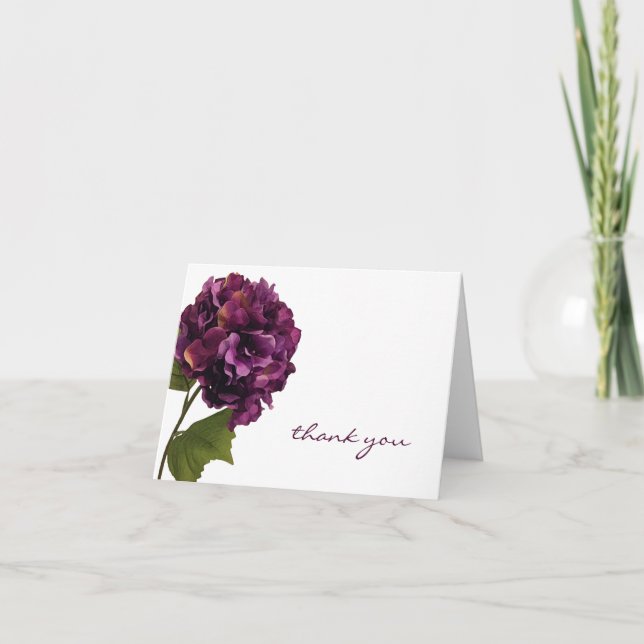 Purple Hydrangea - floral thank you notes (Front)