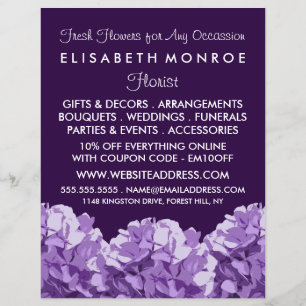 Purple Hydrangea, Floristry Advertising Flyer