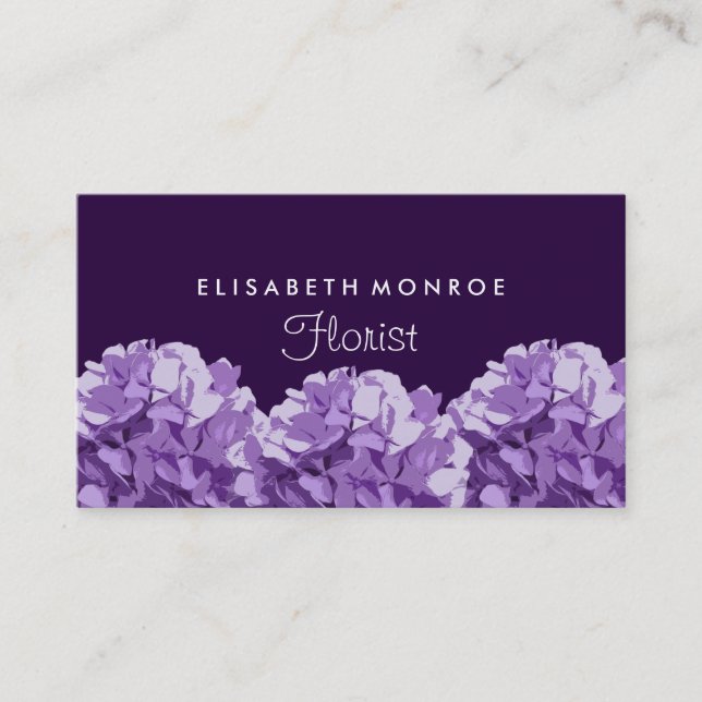 Purple Hydrangea, Floristry Business Card (Front)
