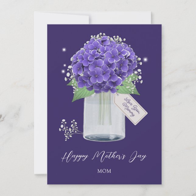 Purple Hydrangea Flower Happy Mother's Day Card (Front)