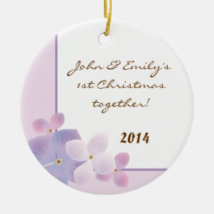 Purple Hydrangea Flower Personalised Name Ornament