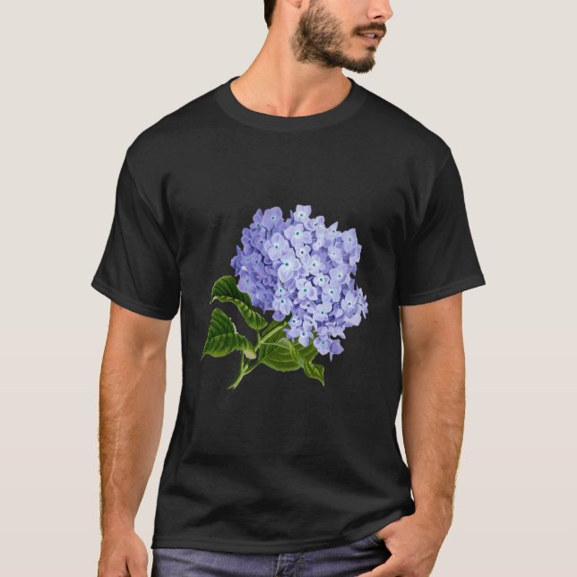 Purple Hydrangea Flowers Gardener T-Shirt (Front)