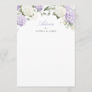 Purple Hydrangea Greenery Wedding Advice Card