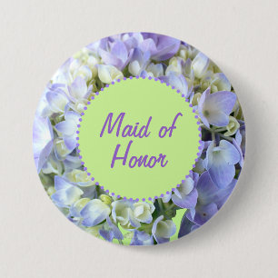 Purple Hydrangea Maid of Honour 7.5 Cm Round Badge