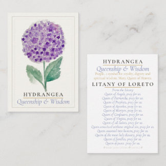 Purple Hydrangea Marian Garden Holy Card | Queen