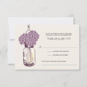 Purple Hydrangea & Mason Jar Wedding RSVP Card