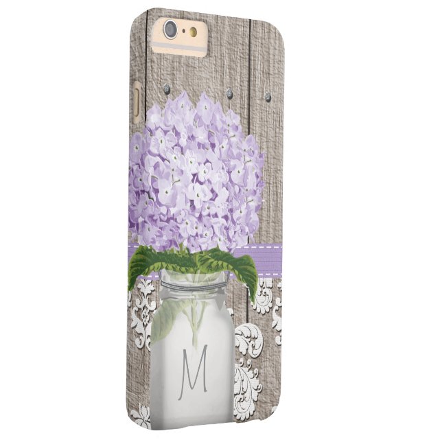 Purple Hydrangea Monogram Mason Jar Case-Mate iPhone Case (Back/Right)
