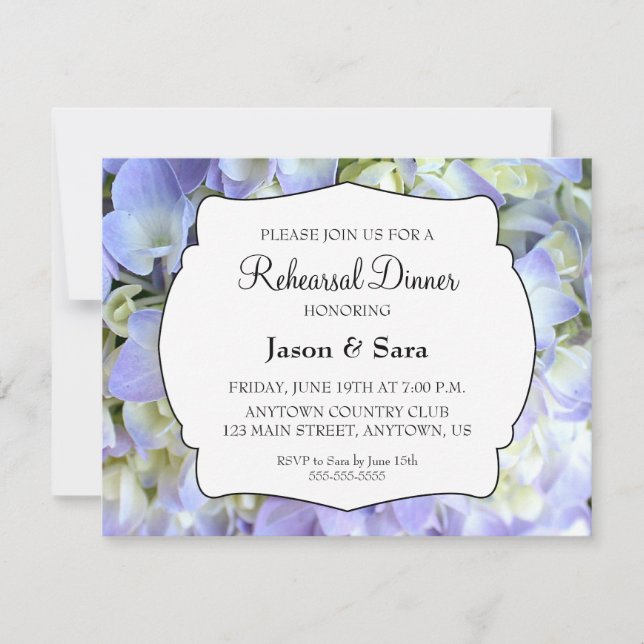 Purple Hydrangea Rehearsal Dinner Invitation (Front)