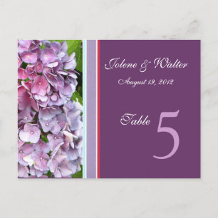 Purple Hydrangea Table Number Card