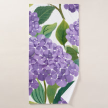 Purple Hydrangea Watercolor Floral Coastal