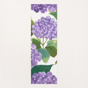 Purple Hydrangea Watercolor Floral Coastal Yoga Mat