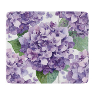 Purple Hydrangea Watercolor Floral Lavender Bloom  Cutting Board
