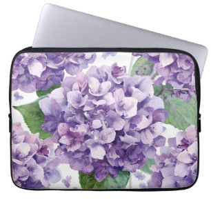 Purple Hydrangea Watercolor Floral Lavender Bloom  Laptop Sleeve