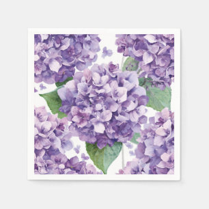 Purple Hydrangea Watercolor Floral Lavender Bloom  Napkin