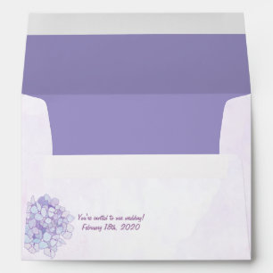 Purple Hydrangea Wedding Pre Addressed Envelope