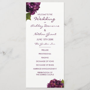 Purple Hydrangea Wedding Program Programme