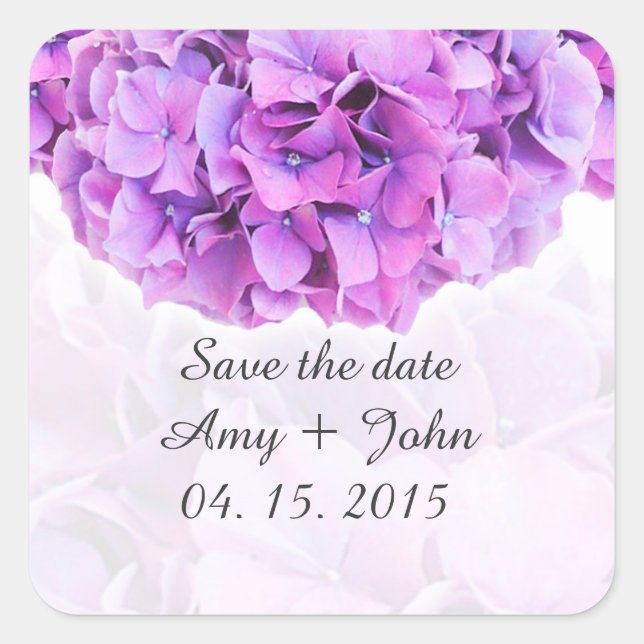 Purple hydrangea wedding stickers hydrangea4 (Front)